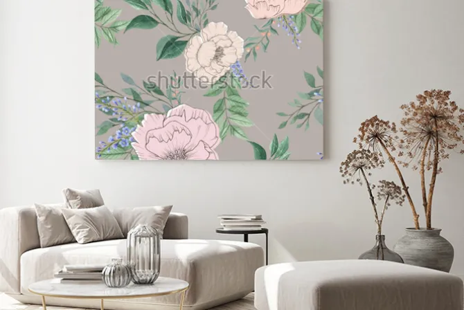 Obraz: Bezszwowe tło akwarela wymieszać kolorowy kwiat kwiatowy i liście