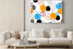 Obraz: Bezszwowe tło wzór, z koła / kropki, kreski i plamy