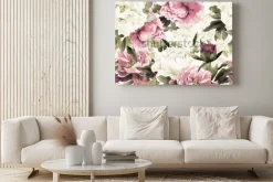 Obraz: Bezszwowy kwiecisty wzór z różami na białym tle, akwarela.