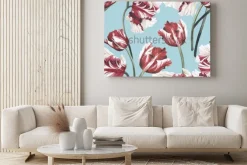 Obraz: Bezszwowy kwiecisty wzór z tulipanami, akwarela