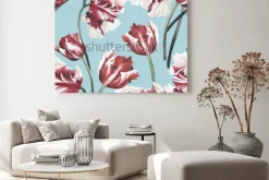 Obraz: Bezszwowy kwiecisty wzór z tulipanami, akwarela