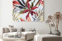 Obraz: Bezszwowy tropikalny kwiatu, rośliny i liścia deseniowy tło