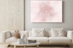Obraz: Biała mandala na nieostrym różowym tle