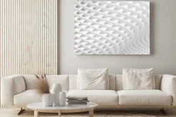 Obraz: Biała struktura architektoniczna o falistym układzie 3d