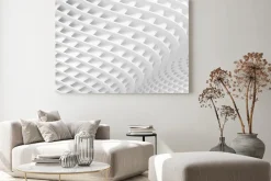 Obraz: Biała struktura architektoniczna o falistym układzie 3d