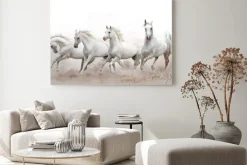 Obraz: Białe konie w galopie