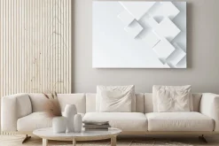 Obraz: Białe kwadraty tworzące kompozycję z efektem 3d