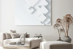 Obraz: Białe kwadraty tworzące kompozycję z efektem 3d