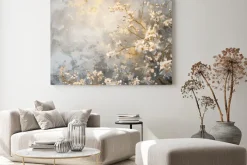 Obraz: Białe kwiaty na betonowym tle abstrakcyjny wzór