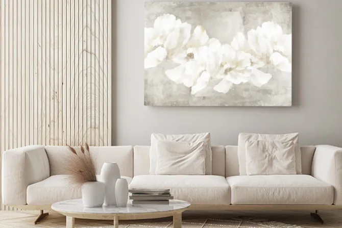 Obraz: Białe kwiaty w stylu akwareli