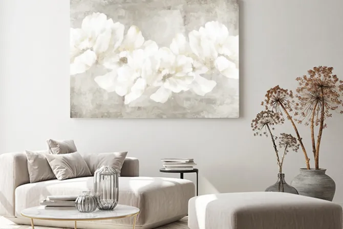 Obraz: Białe kwiaty w stylu akwareli