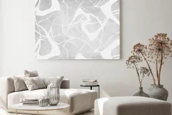 Obraz: Białe linie na szarym tle w stylu skandynawskim