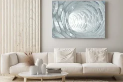 Obraz: Biały abstrakcyjny tunel z kołami