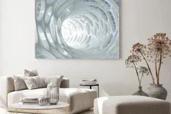 Obraz: Biały abstrakcyjny tunel z kołami