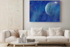 Obraz: Biały błysk kosmicznej planety. kosmos niebo tła