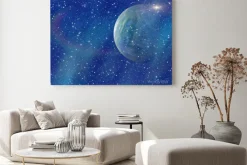 Obraz: Biały błysk kosmicznej planety. kosmos niebo tła