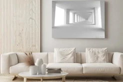 Obraz: Biały futurystyczny tunel 3d z kolumnami