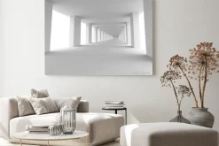 Obraz: Biały futurystyczny tunel 3d z kolumnami