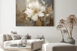Obraz: Biały kwiat na abstrakcyjny tle malunek