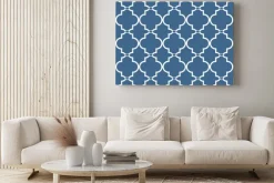 Obraz: Biały ornament na niebieskim tle