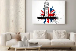 Obraz: Big ben na tle brytyjskiej flagi