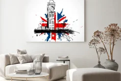 Obraz: Big ben na tle brytyjskiej flagi