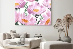 Obraz: Big pink blooming hand drawn art brushed stroke garden flowers