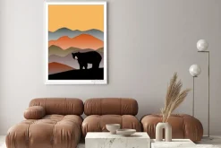 Obraz: Black bear + mountains | postcard template