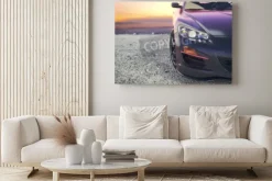 Obraz: Blisko luksusowe samochody, jak słońce za kulisami.