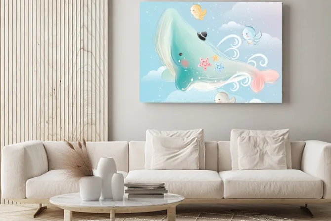 Obraz: Blue whale flying in the sky