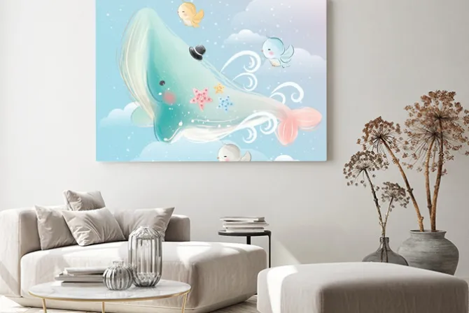 Obraz: Blue whale flying in the sky