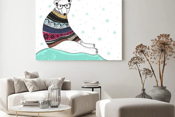 Obraz: Boże narodzenie karty z cute hipster niedźwiedzia polarnego.