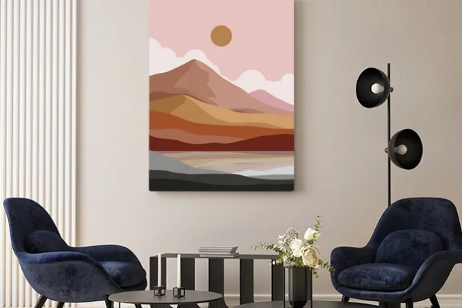 Obraz: Boho krajobraz z zachodem słońca