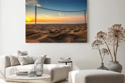 Obraz: Boisko do siatkówki o zachodzie słońca