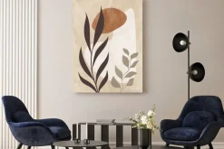 Obraz: Botanical abstract art, watercolor, earth, nature, leaves and