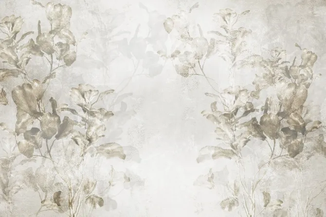 Obraz: Botaniczne liście na szarym tle