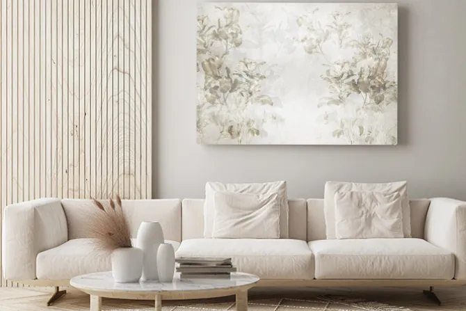 Obraz: Botaniczne liście na szarym tle