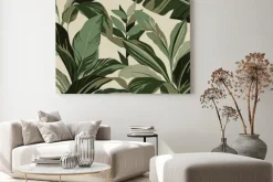 Obraz: Botaniczny wzór na beżowym tle