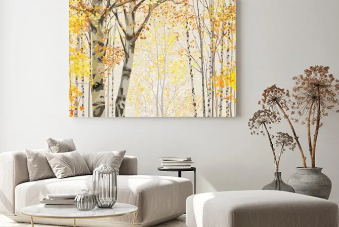 Obraz: Brzozowy gaj w czasie jesieni