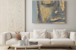 Obraz: Budda abstrakcyjny portret ze złotymi elementami