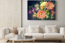 Obraz: Bukiet kwiatów w stylu malarstwa olejnego, ilustracja