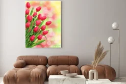 Obraz: Bukiet różowe tulipany na jasnym tle przyrody
