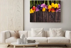 Obraz: Bukiet tulipanów na drewno