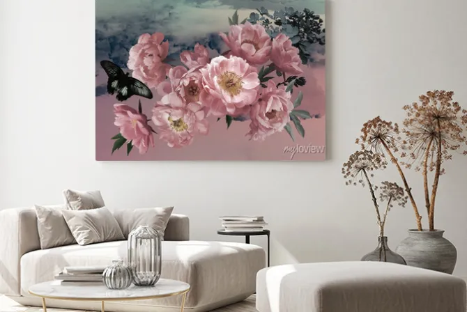 Obraz: Bukiet vintage z piwoniami