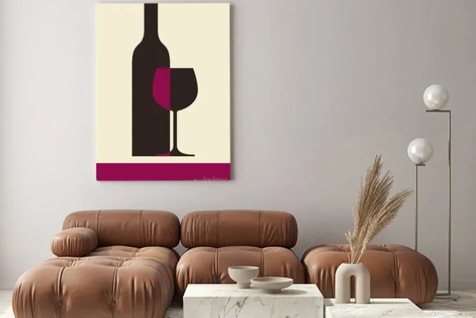 Obraz: Butelka wina i szkła. motyw wina