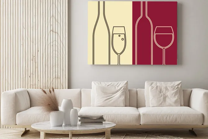 Obraz: Butelki i kieliszki wina i szampana