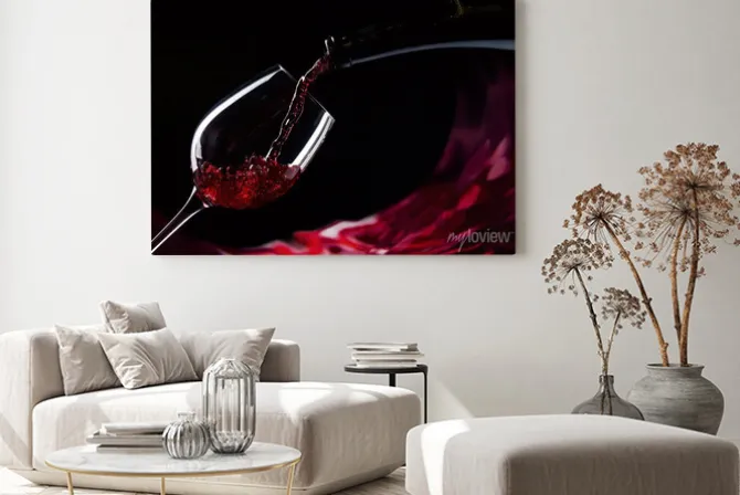 Obraz: Butelki i szklanki czerwonego wina