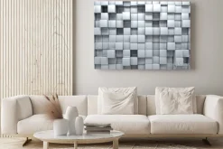 Obraz: Błyszczące jasne kostki tworzące wzór z efektem 3d