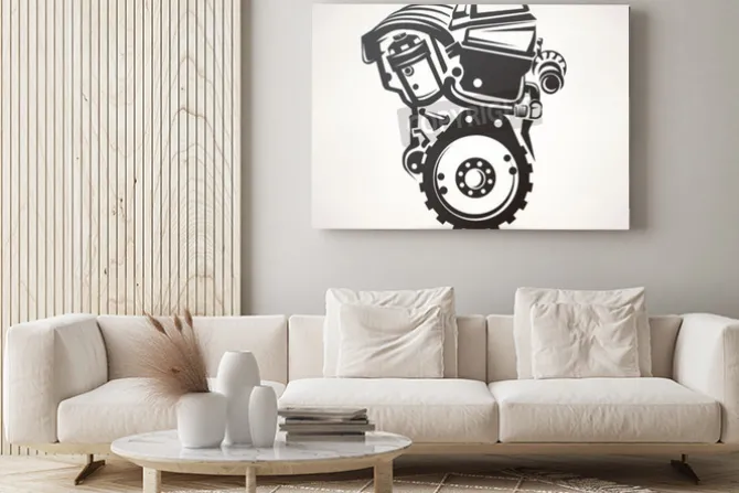 Obraz: Car symbol silnika, stylizowane sylwetka wektor ikona