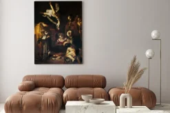 Obraz: Caravaggio - narodzenie pańskie ze św. franciszkiem i św. wawrzyńcem